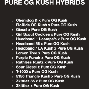 a list of different types of pure og kush cannabis seeds strains